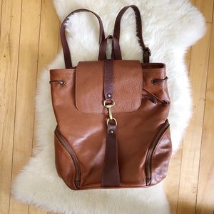 Italian leather drawstring backpack